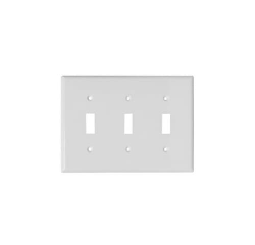 Aida 3-Gang Standard Wallplate, Toggle, Metal, Smooth, White