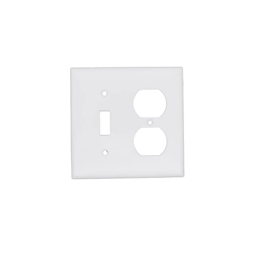 Aida 2-Gang Standard Combination Wallplate, Toggle/Duplex, Metal, White