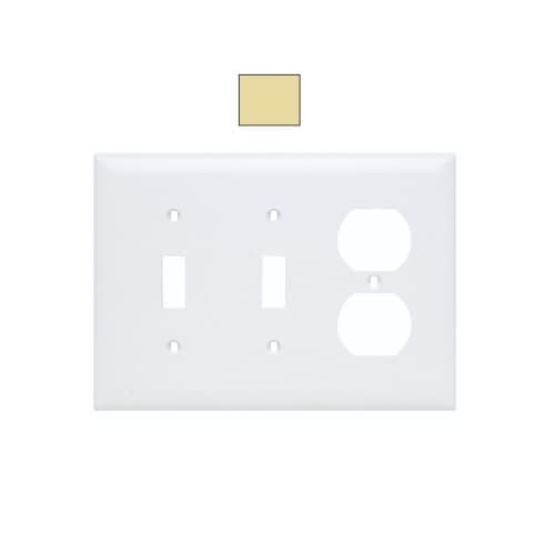 Aida 3-Gang Jumbo Combination Wallplate, Toggle/Duplex, Metal, Ivory