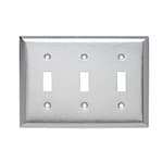 Aida 3-Gang Wall Plate, Toggle, Stainless Steel