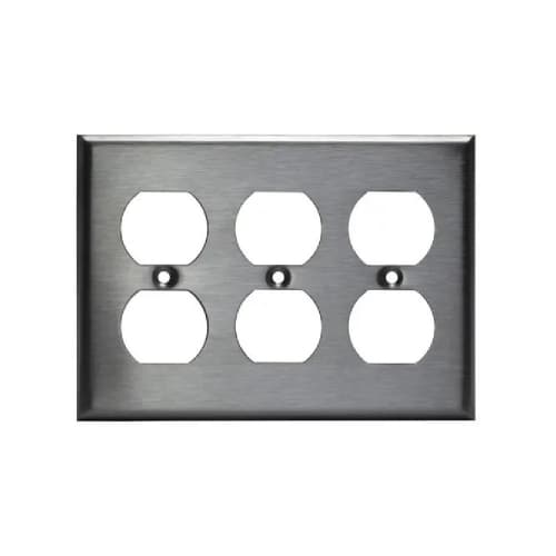 Aida 3-Gang Wall Plate, Duplex, Stainless Steel