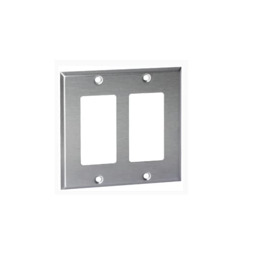 Aida 2-Gang Wall Plate, Decora, Stainless Steel