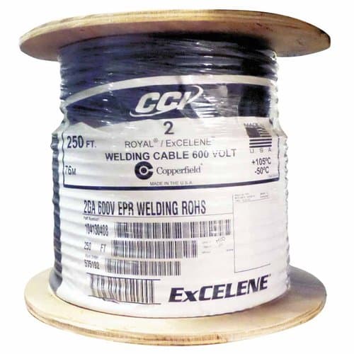 Best Welds Spool of 250 Foot Long 2 AWG 600V Black Welding Cable 