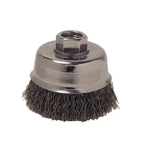 Anchor Crimped Wire Cup Brush, 6 in Dia., 5/8-11 Arbor, 0.02 in Carbon Steel