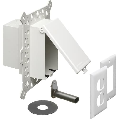 Arlington Industries 1-Gang Low Profile InBox for New Stucco/Rigid Siding, Vertical, WH/WH