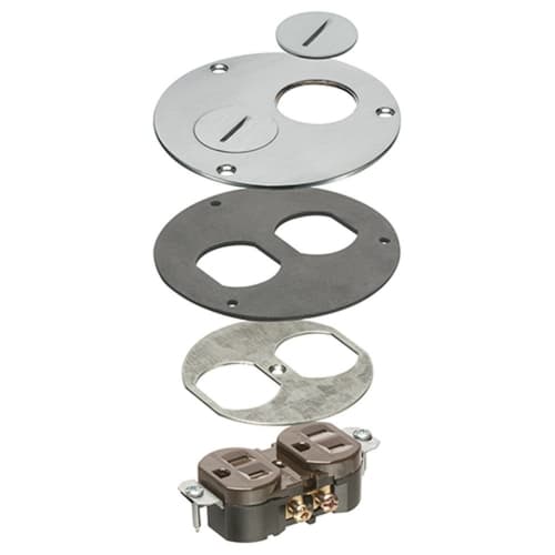 Arlington Industries Metal Cover Trim Kit w/ Threaded Plug & Receptacle, Nickel