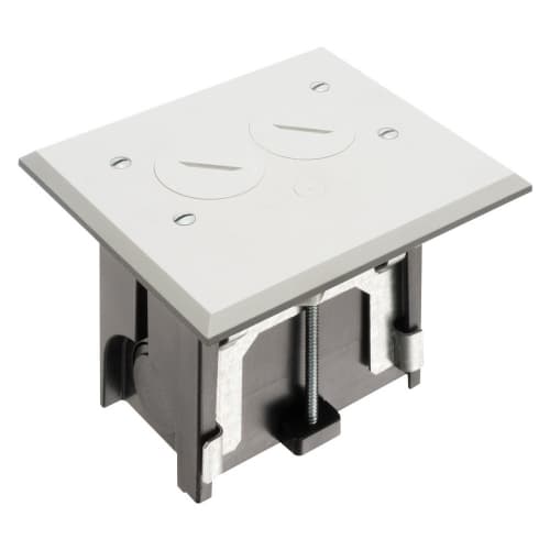 Arlington Industries Adjustable Floor Box w/ Threaded Plug & Receptacle, Rectangular, White