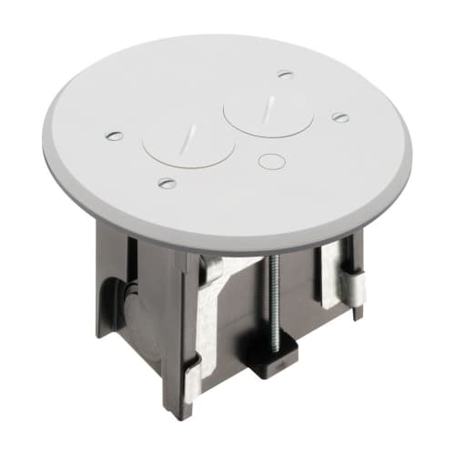 Arlington Industries Adjustable Floor Box w/ Threaded Plug & Receptacle, Round, White