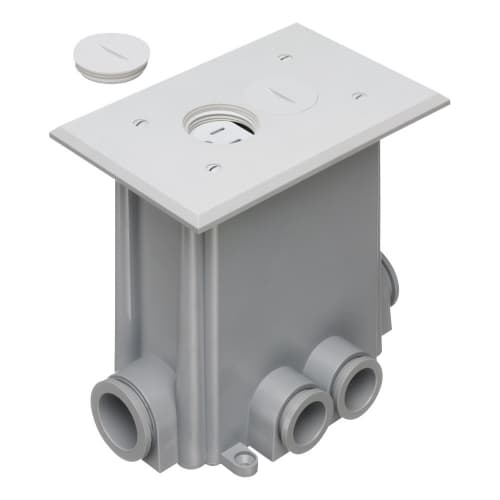 Arlington Industries Concrete Floor Box w/ Threaded Plug & Receptacle, Non-Metallic, White