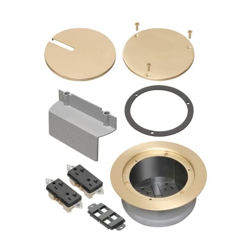 Arlington 5.5-in Recessed Concrete Box Cover Kit w/ (2) Receptacle, Brass