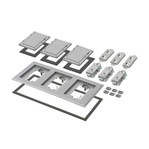 Arlington 3-Gang Frame Kit w/ Flip Lid for Gangable Box, Gray