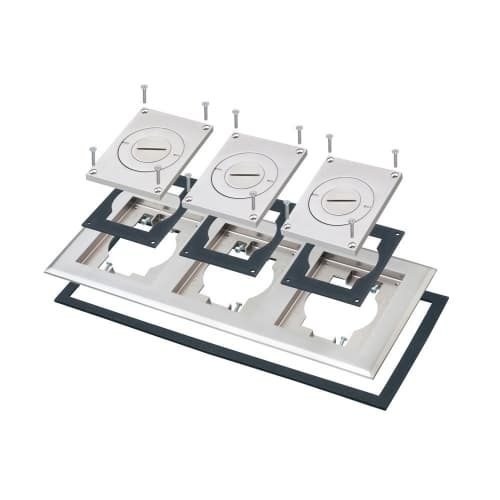 Arlington Industries 3-Gang Frame Kit w/ 2-in & 1-in Inserts for Gangable Box, Nickel