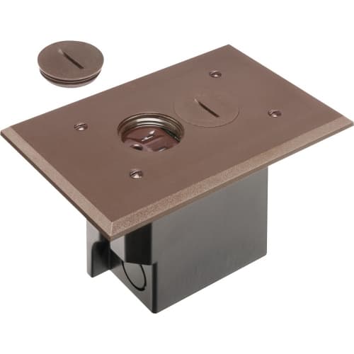 Arlington Industries Floor Box w/ Threaded Plugs & Receptacle for Existing Floors, Brown