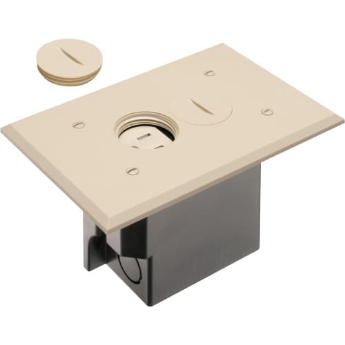 Arlington Industries Floor Box w/Threaded Plugs & Receptacle for Existing Floors, Lt.Almond