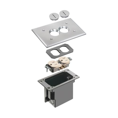 Arlington Floor Box w/ Threaded Plugs & Receptacle for Existing Floors, Nickel