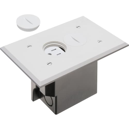 Arlington Floor Box w/ Threaded Plugs & Receptacle for Existing Floors, White