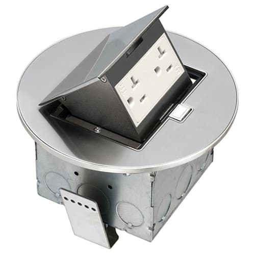 Arlington Pop Up Countertop Box Kit w/ Tamper Resistant Receptacle, Steel, Steel