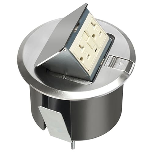 Arlington Industries Pop Up Countertop Box Kit w/ TR GFCI Receptacle, Non-Metallic, Nickel