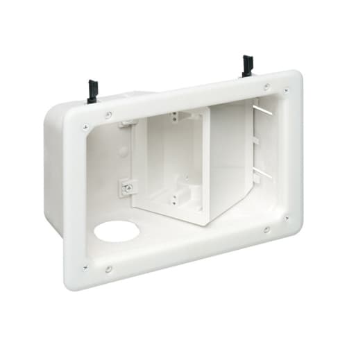 Arlington Industries Recessed TV Box for Power & Low Voltage, Angled, White