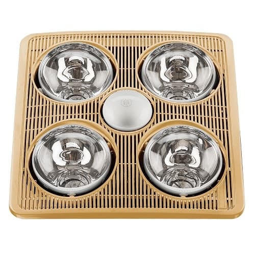 Aero Pure 1160W Exhaust Fan & Heater, 4-Light, 90 CFM, Satin Gold