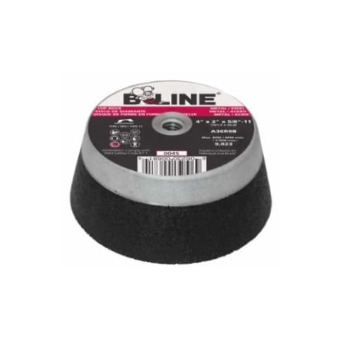 Bee Line Abrasives 4-in Cup Wheel, 36 Grit, Aluminum Oxide, Resin Bond