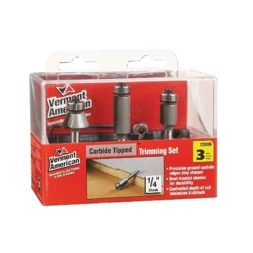 Vermont American 3 pc. Trimming Router Bit Set, Carbide Tipped, 1/4-in Shank