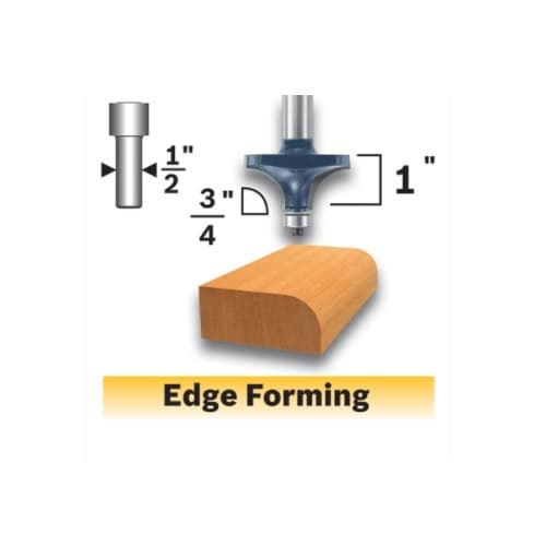 Bosch 3/4-in x 1-in Roundover Router Bit, Carbide Tipped, 2-Flute