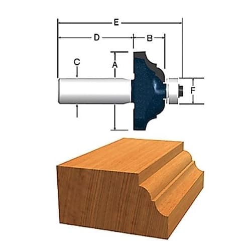 Bosch 1-1/4-in x 1/2-in Classical Router Bit, Carbide Tipped, 2-Flute