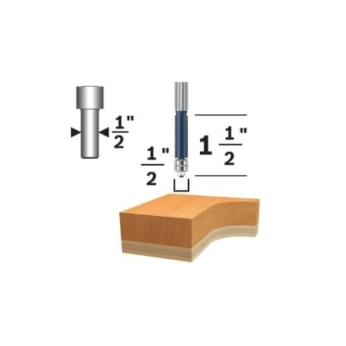 Bosch 1/2-in x 1-1/2-in Template Trim Router Bit, Carbide Tipped, 2-Flute