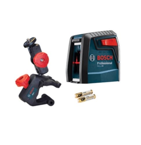 Bosch Self-Leveling Cross-Line Laser w/ Clamping Mount, 30-ft Max