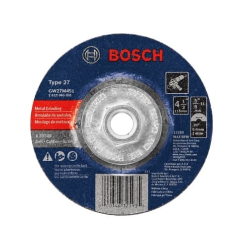 Bosch 4-1/2-in Abrasive Wheel, Metal Grinding, Type 27, 30 Grit, 5/8-11 Arbor