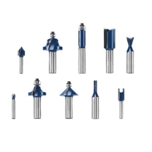 Bosch 10 pc. All-Purpose Router Bit Set, 1/2-in & 1/4-in Shank