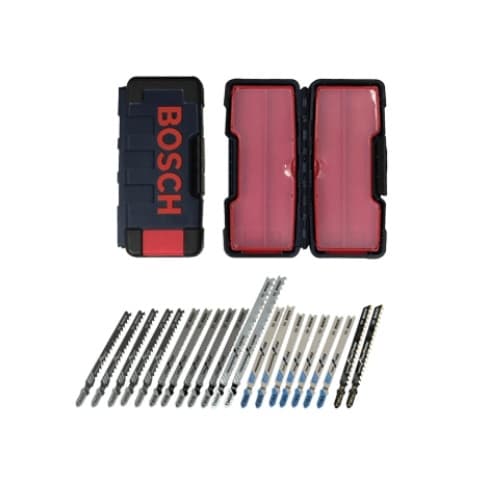 Bosch 21 pc. Jig Saw Blade Set w/ Case, T-Shank, Multiple Materials
