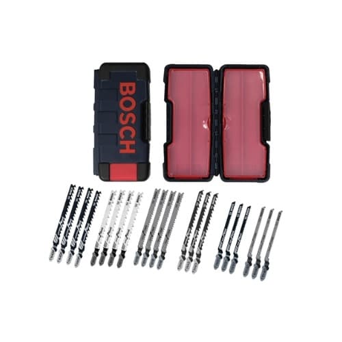 Bosch 21 pc. Jig Saw Blade Set w/ Case, T-Shank, Wood Cutting