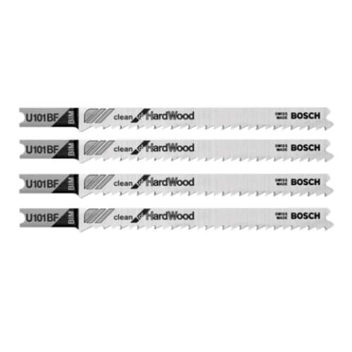 Bosch 4-in Jig Saw Blade, U-Shank, Hardwood, 10 TPI, 5 Pack