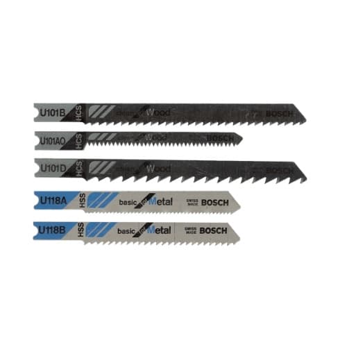 Bosch 5 pc. Jig Saw Blade Set, U-Shank, Wood/Metal