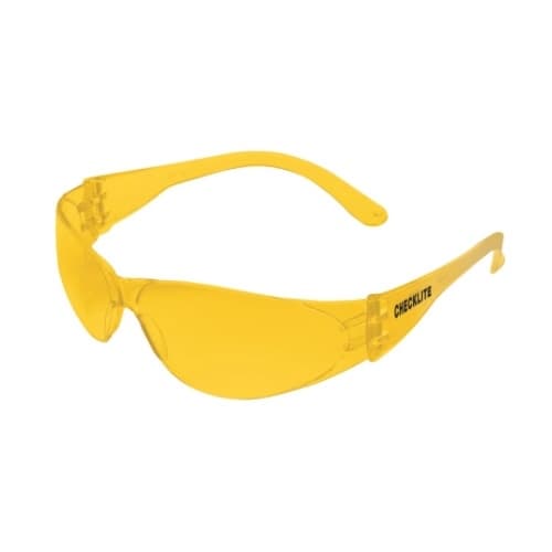 Crews Checklite Hard Coat Safety Glasses, Polycarbonate, Amber Lens & Frame