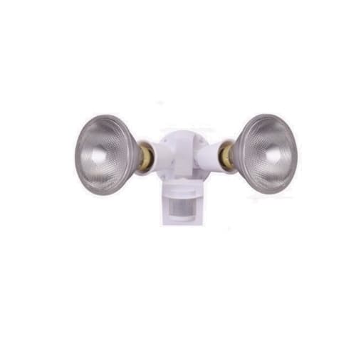 CyberTech Dual Head Screw-In Security Light Fixture w/ Motion Sensor, 110 Degree, E26, White