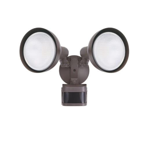 CyberTech Dual Head Screw-In Security Light Fixture w/ Motion Sensor, 270 Degree, E26, Bronze