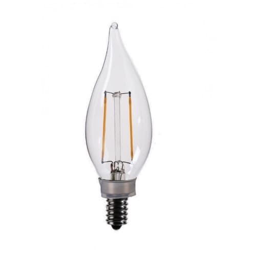 CyberTech 2W LED Filament Bulb, Torpedo Tip, Dimmable, E12, 200 lm, 120V, 2700K