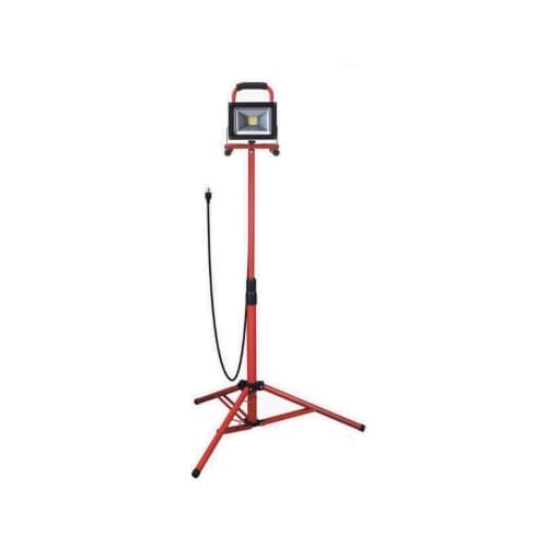 CyberTech 20W LED Work Light Tripod w/ 6-ft Cord & Magnetic Base, 2000 lm, 120V, 5000K, Red