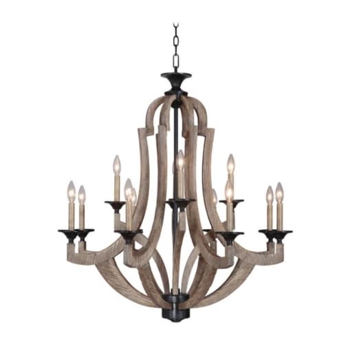 Craftmade Winton Chandelier w/o Bulbs, 12 Lights, E12, Weathered Pine/Bronze