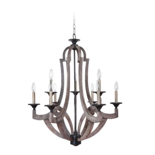 Craftmade Winton Chandelier w/o Bulbs, 9 Lights, E12, Weathered Pine/Bronze