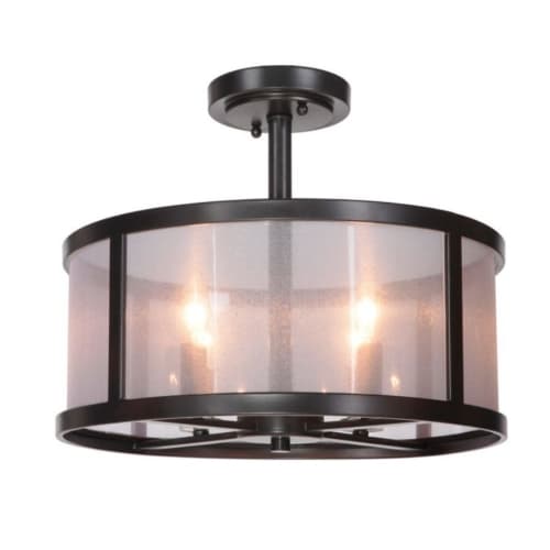 Craftmade Danbury Semi Flush Mount Fixture w/o Bulbs, 4 Lights, E12, Matte Black