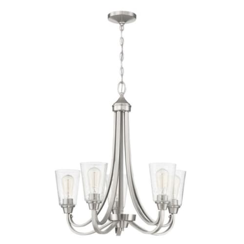 Craftmade Grace Chandelier w/o Bulbs, 5 Lights, Polished Nickel & Seeded Glass