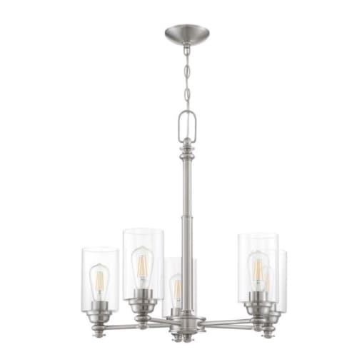 Craftmade Dardyn Chandelier w/o Bulbs, 5 Lights, E26, Nickel & Clear Glass