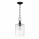 Dardyn Mini Pendant Fixture w/o Bulb, 1 Light, Flat Black & Clear