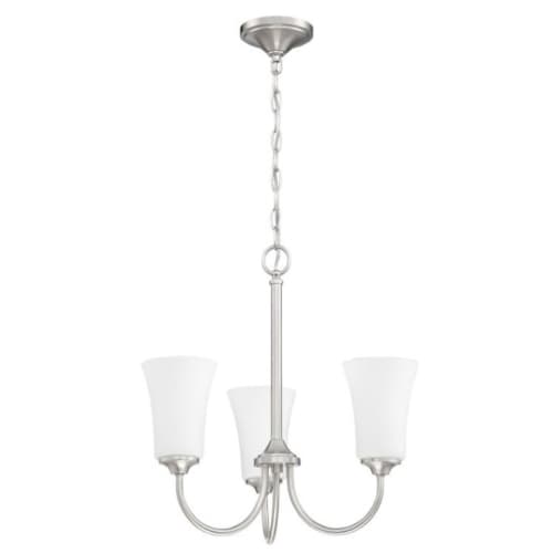 Craftmade Gwyneth Chandelier Fixture w/o Bulbs, 3 Lights, Nickel/White Glass