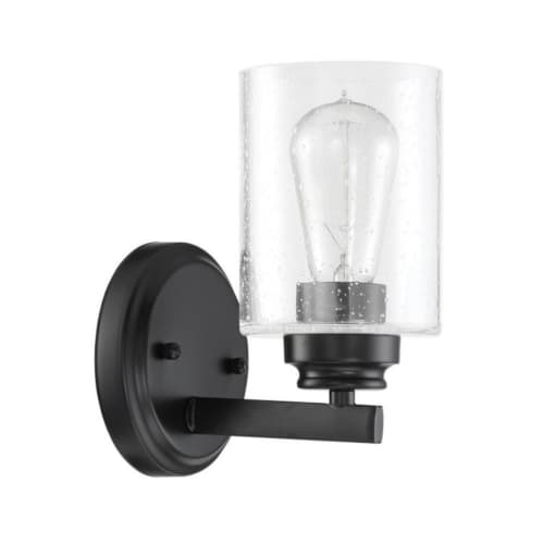 Craftmade Bolden Wall Sconce Fixture w/o Bulb, 1 Light, Flat Black/Clear Glass