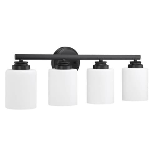 Craftmade Bolden Vanity Light Fixture w/o Bulbs, 4 Light, Flat Black/White Glass